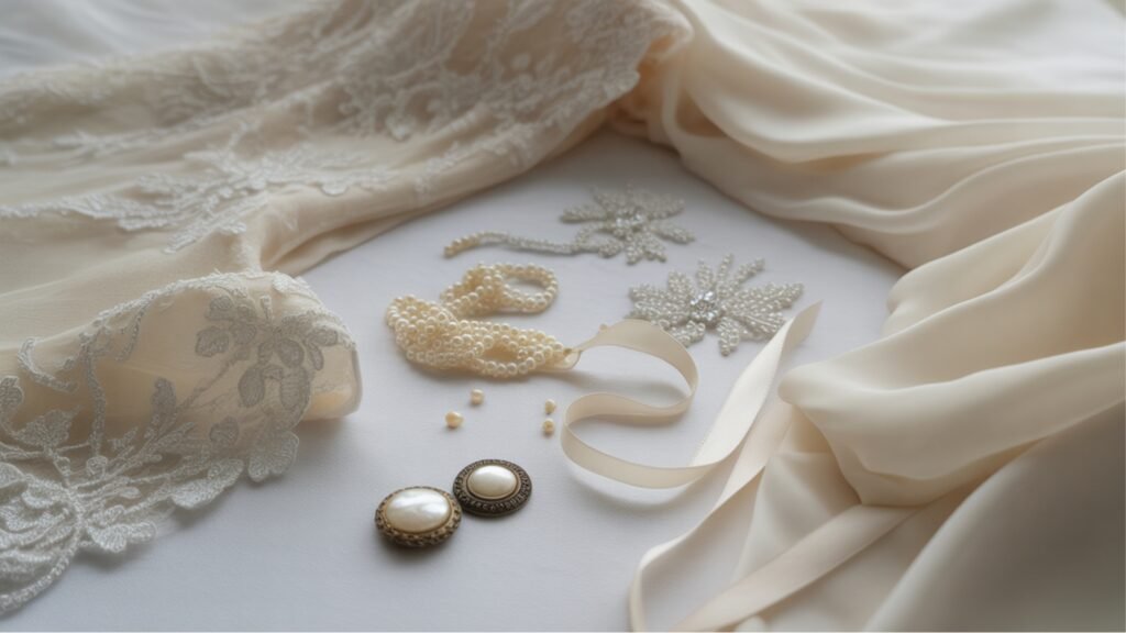 wedding dress fabrics and details