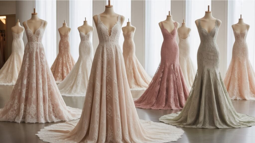 color trends in lace wedding dresses
