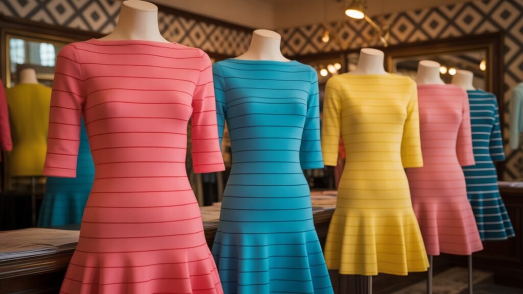knit and stripe dresses in the 1960s