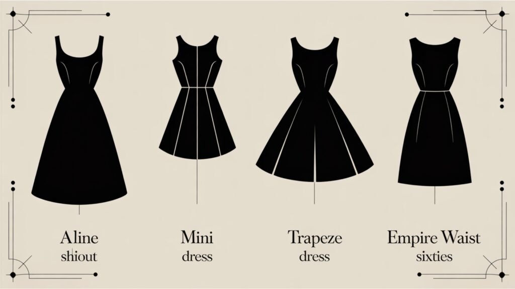 popular silhouettes of 1960s dresses