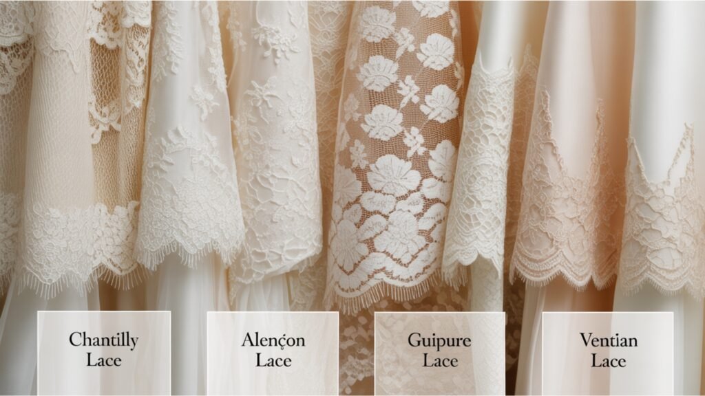 types of lace fabric used in wedding dresses